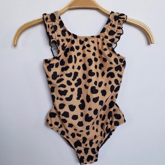 girls leopard print swimming costume
